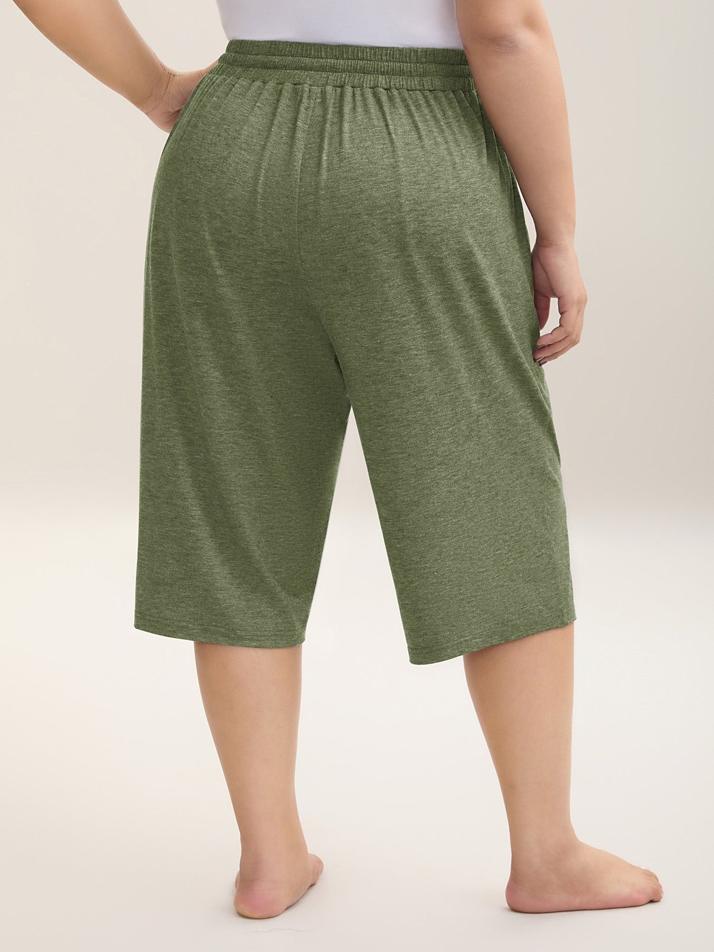 Mixed Color Knit Drawstring Loungewear Bottoms