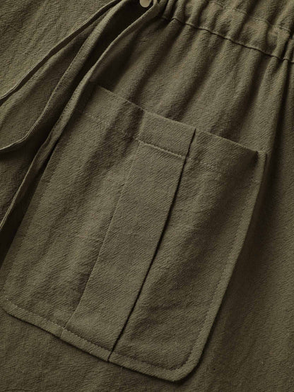 Cotton Waist Defining Drawstring Pocket Vest