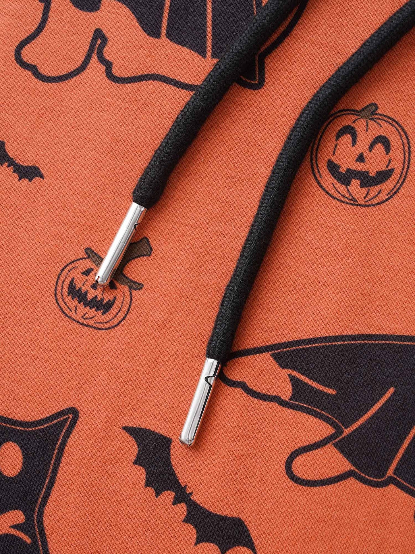 Pumpkin Cat Printed Hooded Midi Dress