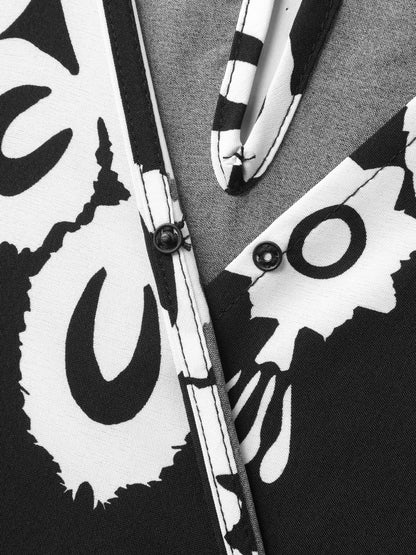 Boho Print Shirred Waist Surplice Jumpsuit