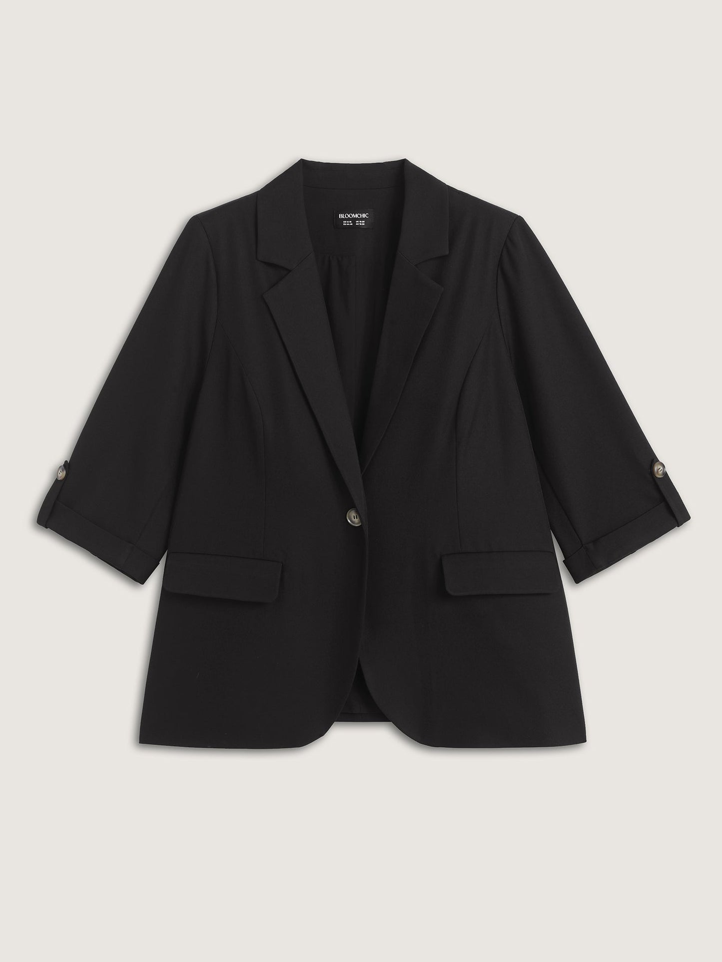 Tab Sleeve Pockets Solid Blazer
