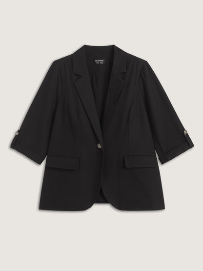 Tab Sleeve Pockets Solid Blazer
