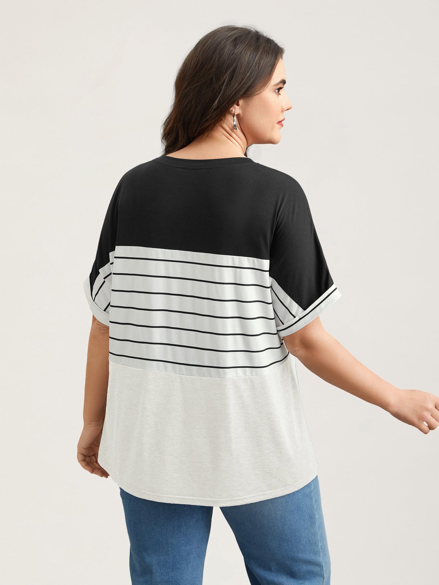 Color-Block Stretchy Stripes T-Shirt