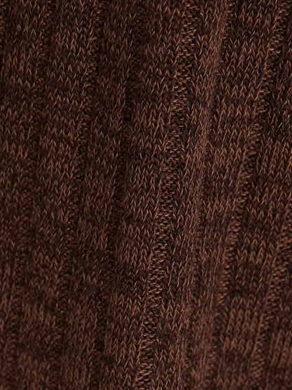 Solid Pocket Rib Knit Ruffle Hem Dress Without Belt