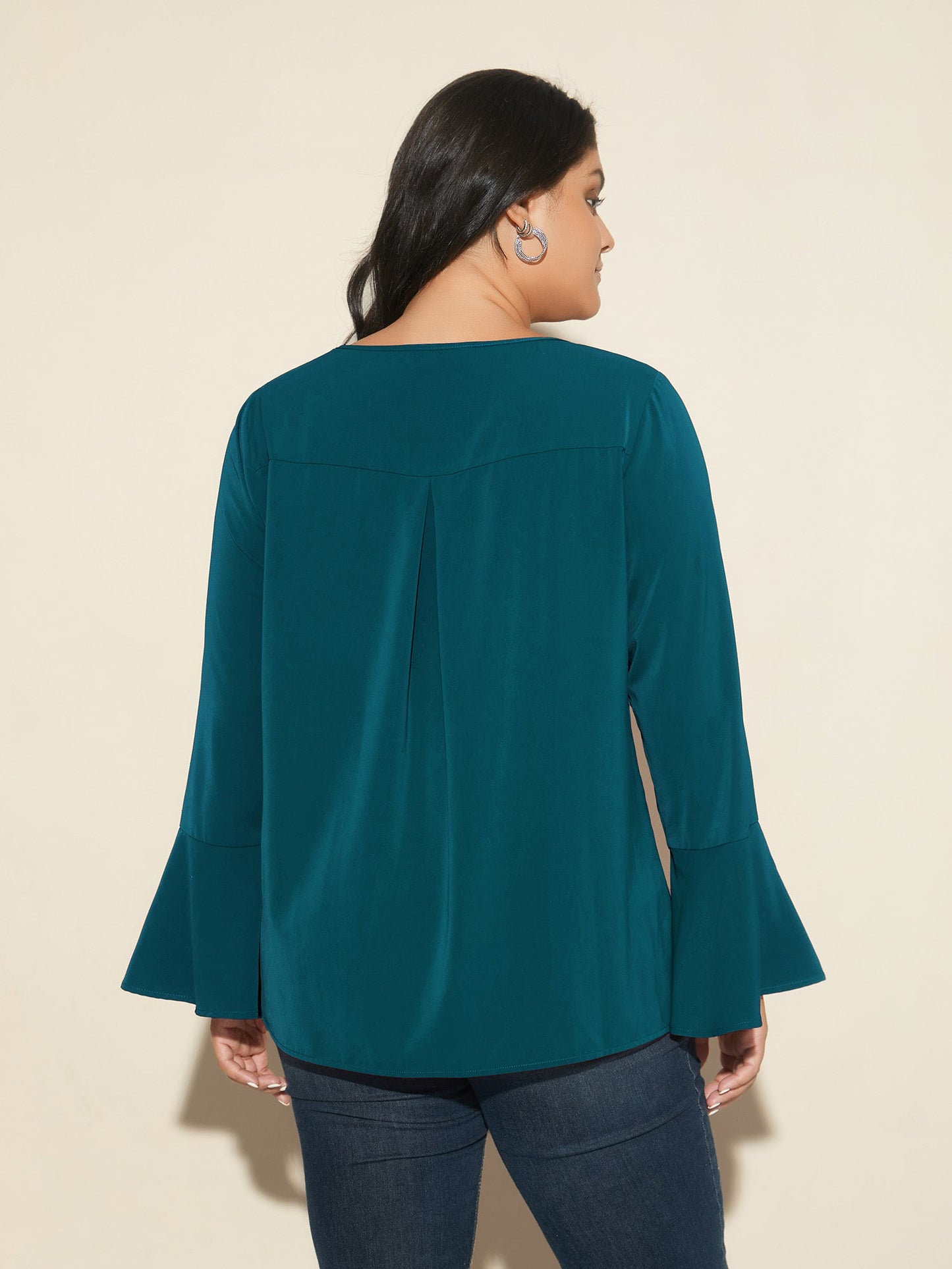 Beaded Embellished Bell Sleeves Blouse