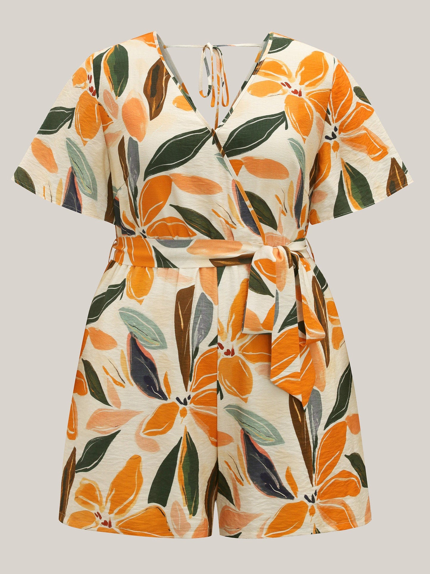 Sunkissed Florals Belted Pockets Romper