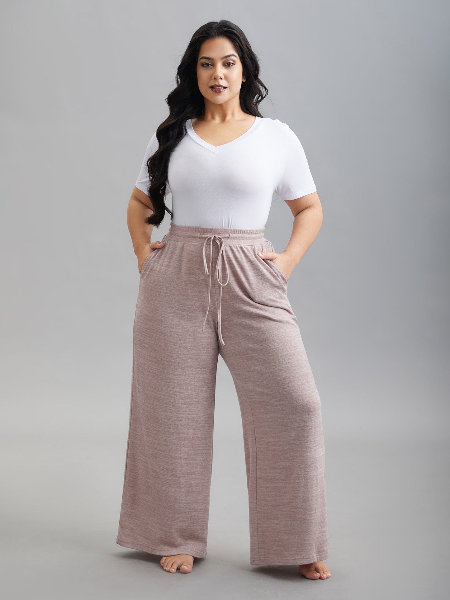 Heather Drawstring Loose Lounge Bottoms