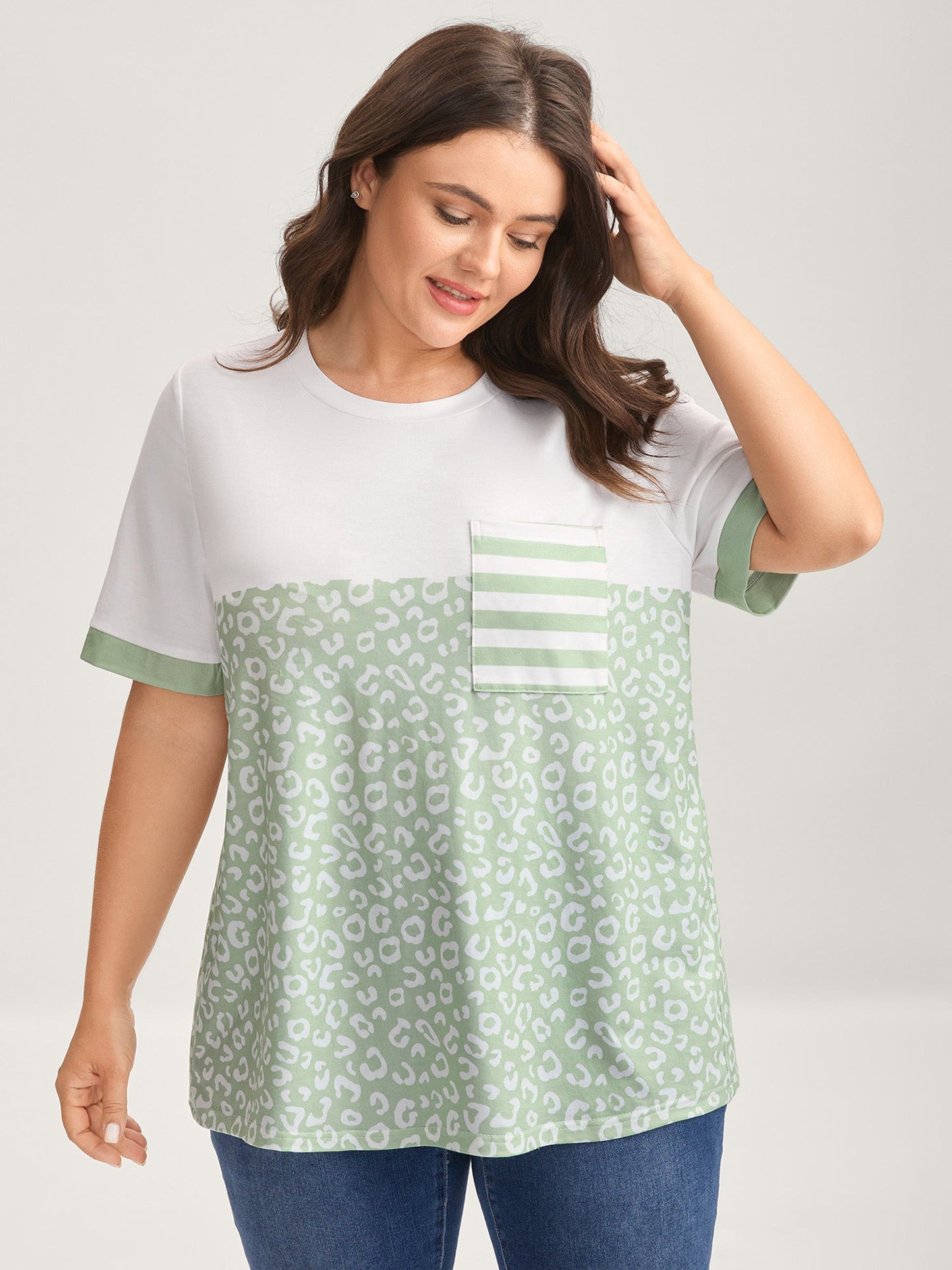 Leopard Print Color Contrast T-Shirt