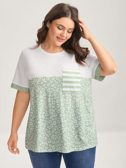 Leopard Print Color Contrast T-Shirt