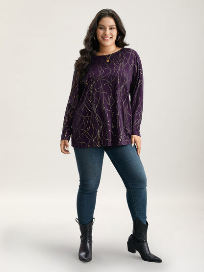 Polka Dot Contrast Round Neck T-shirt