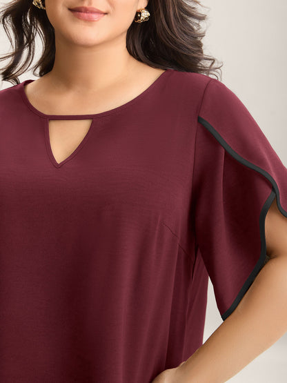 Color Contrast Petal Sleeve Shirt