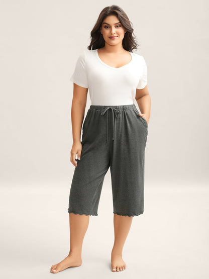 Supersoft Scalloped Hem Straight-Fit Lounge Bottoms