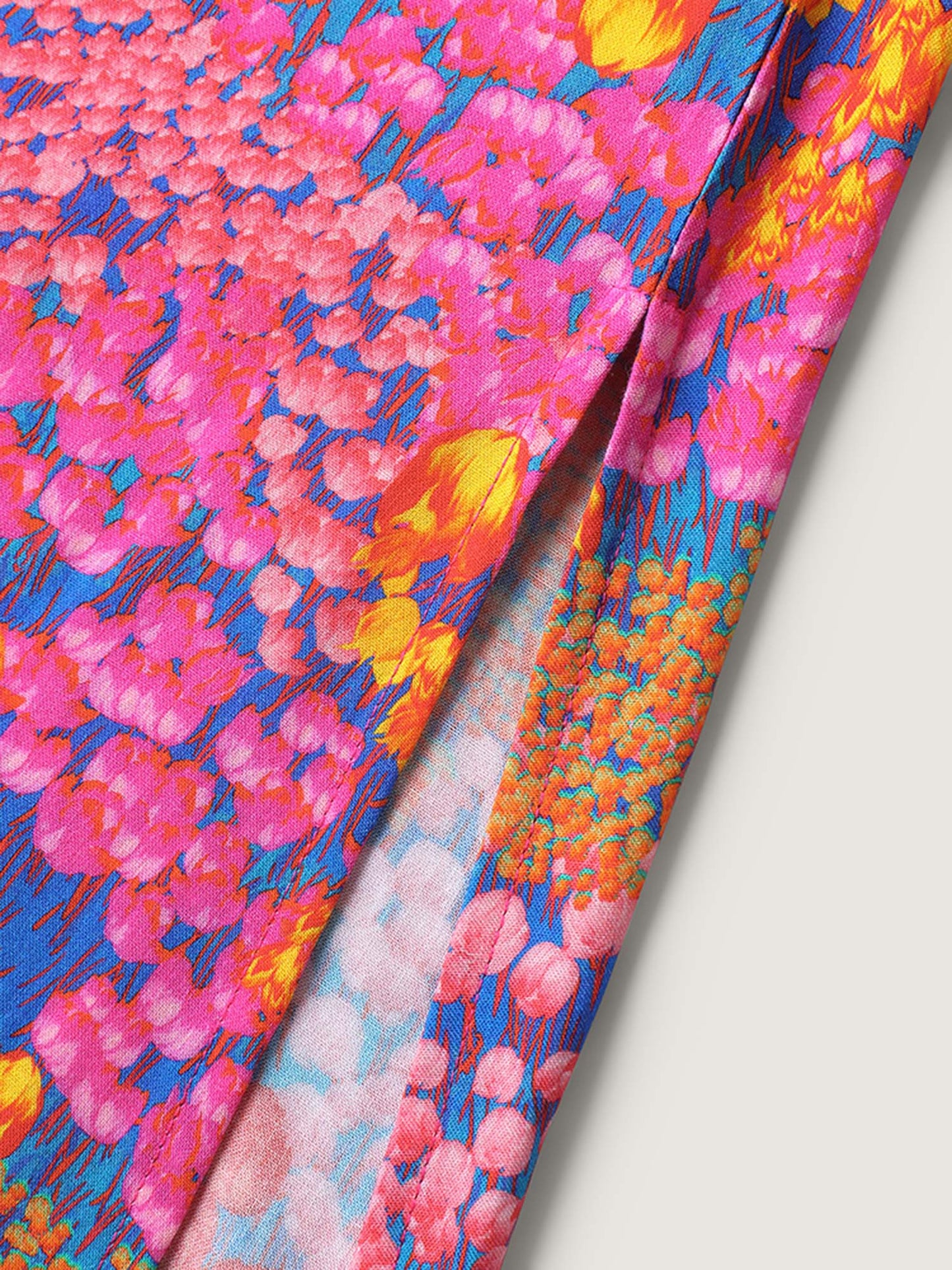 Floral Lace Trim Flowy Sleeve Midi Dress