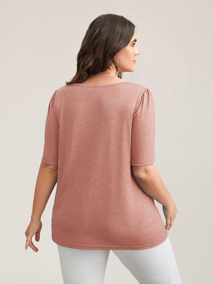 Seamed Round Neck Fitted T-Shirt