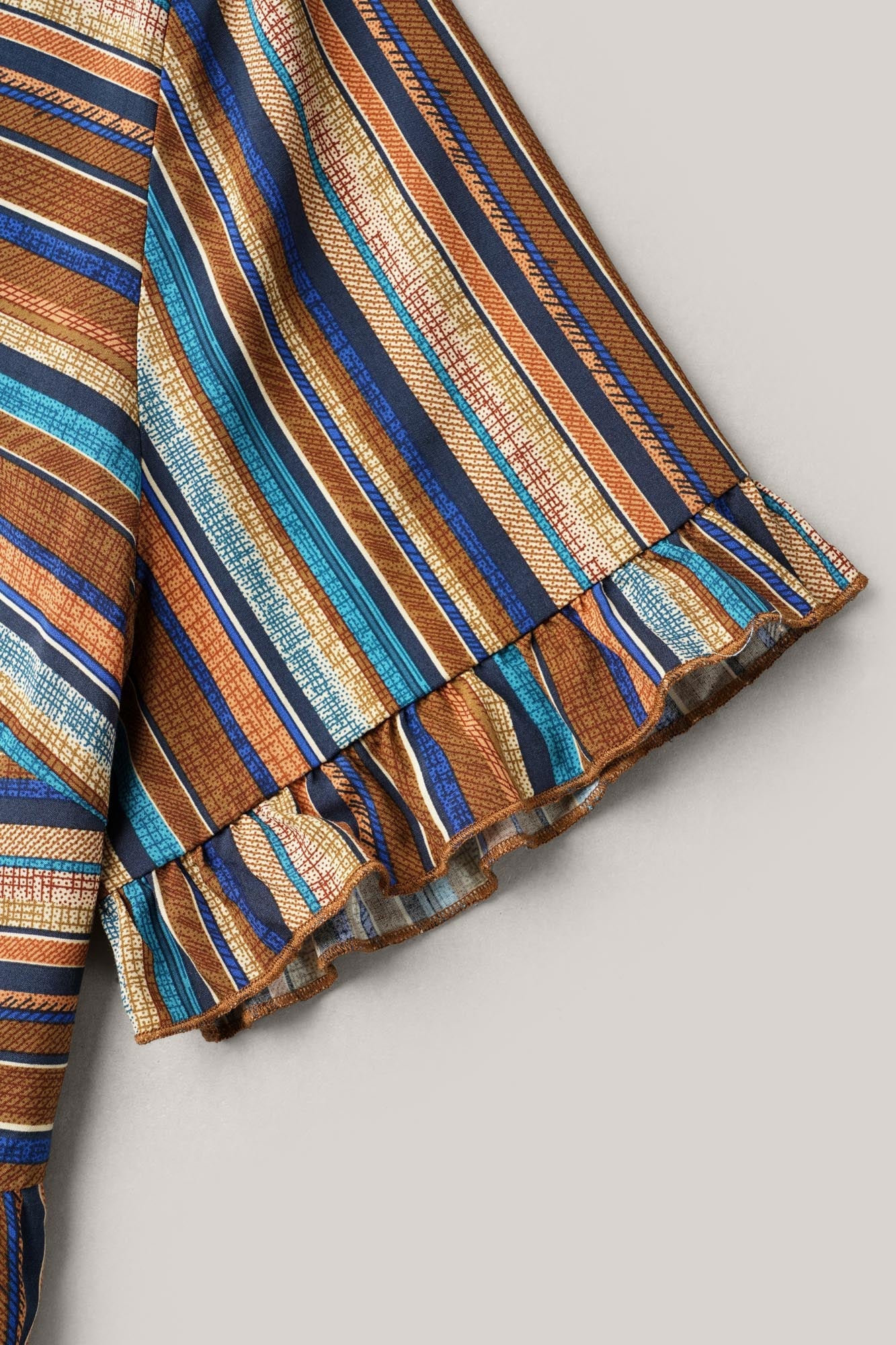 Striped V-Neck Peplum Shirt