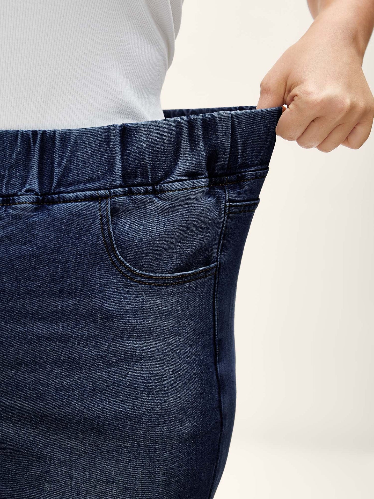 Pull-On Stretchy Waist Denim Shorts