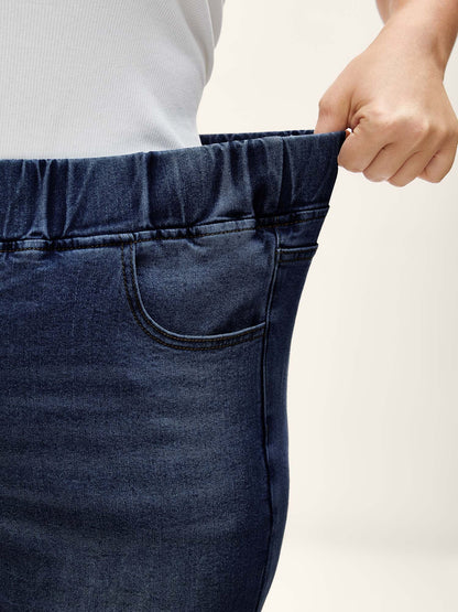 Pull-On Stretchy Waist Denim Shorts