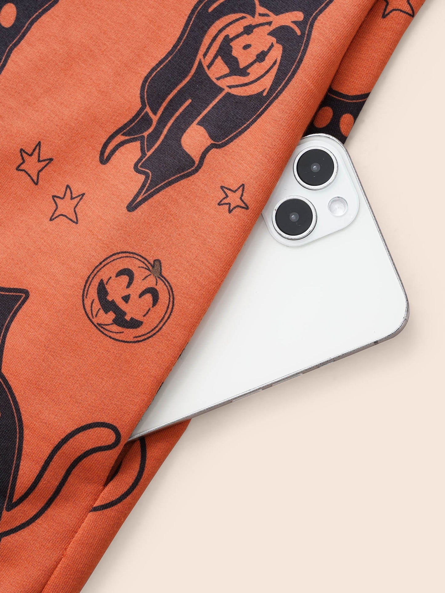 Pumpkin Cat Printed Hooded Midi Dress