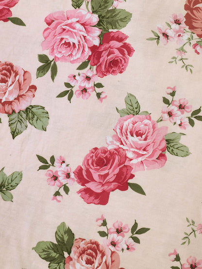 Floral Striped Stretchy Crew Neck T-Shirt