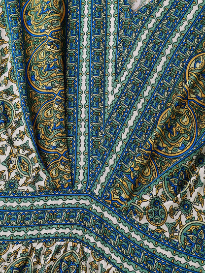 Rayon Floral Boho Print Pockets Midi Dress