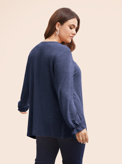 Round Neck Heather Pleated T-shirt