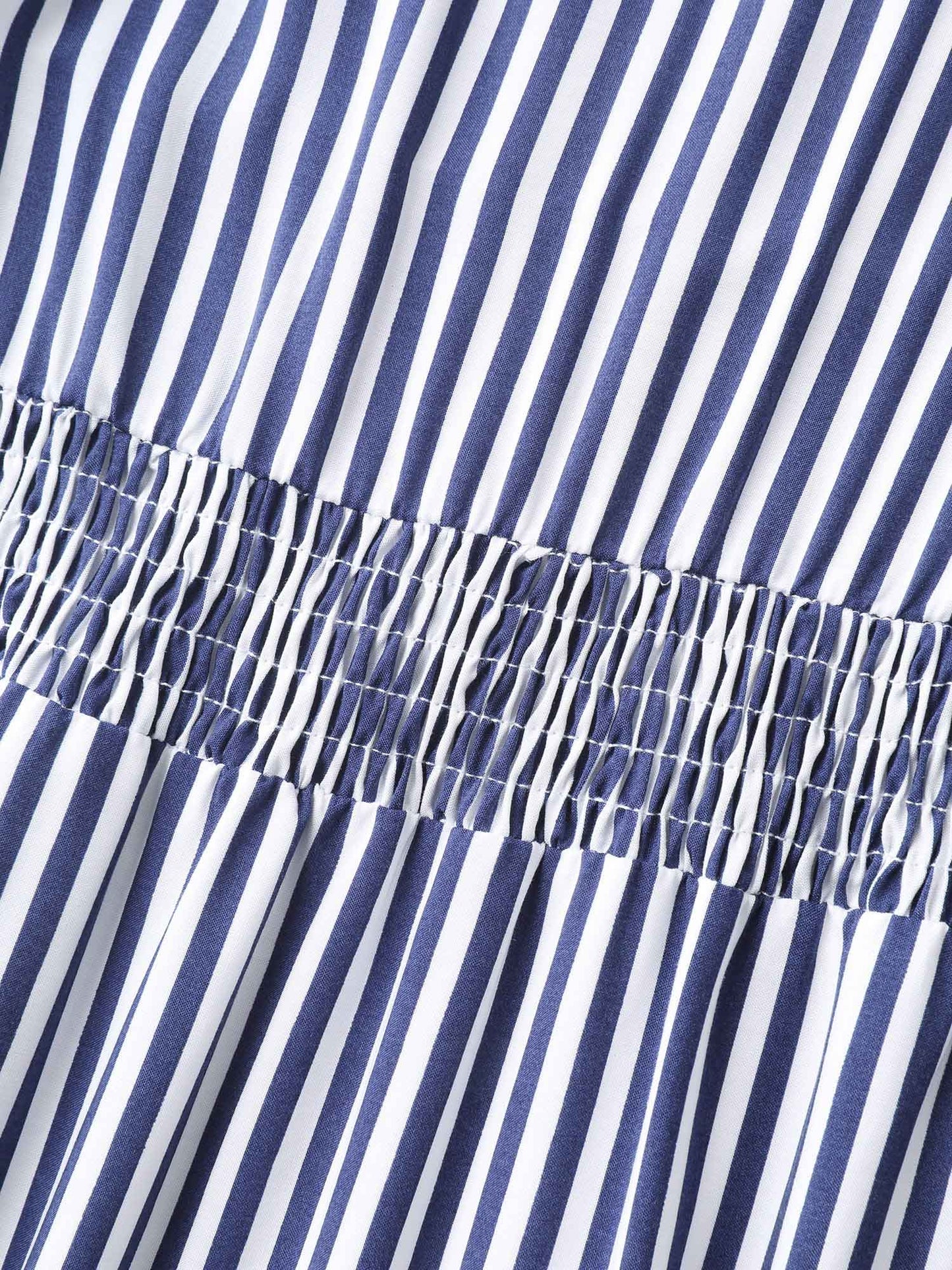 Stripes Cinched-Waist Floral Hem Maxi Dress