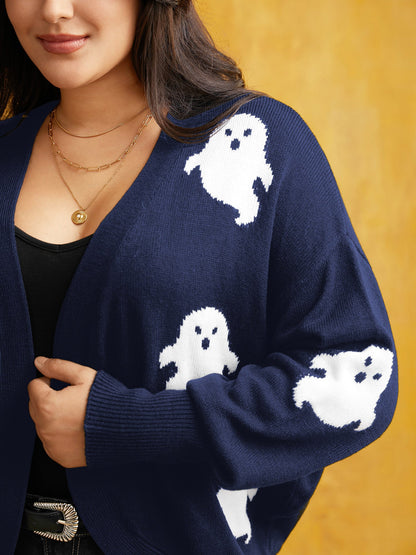 Happy Ghost Jacquard Arc Cardigan