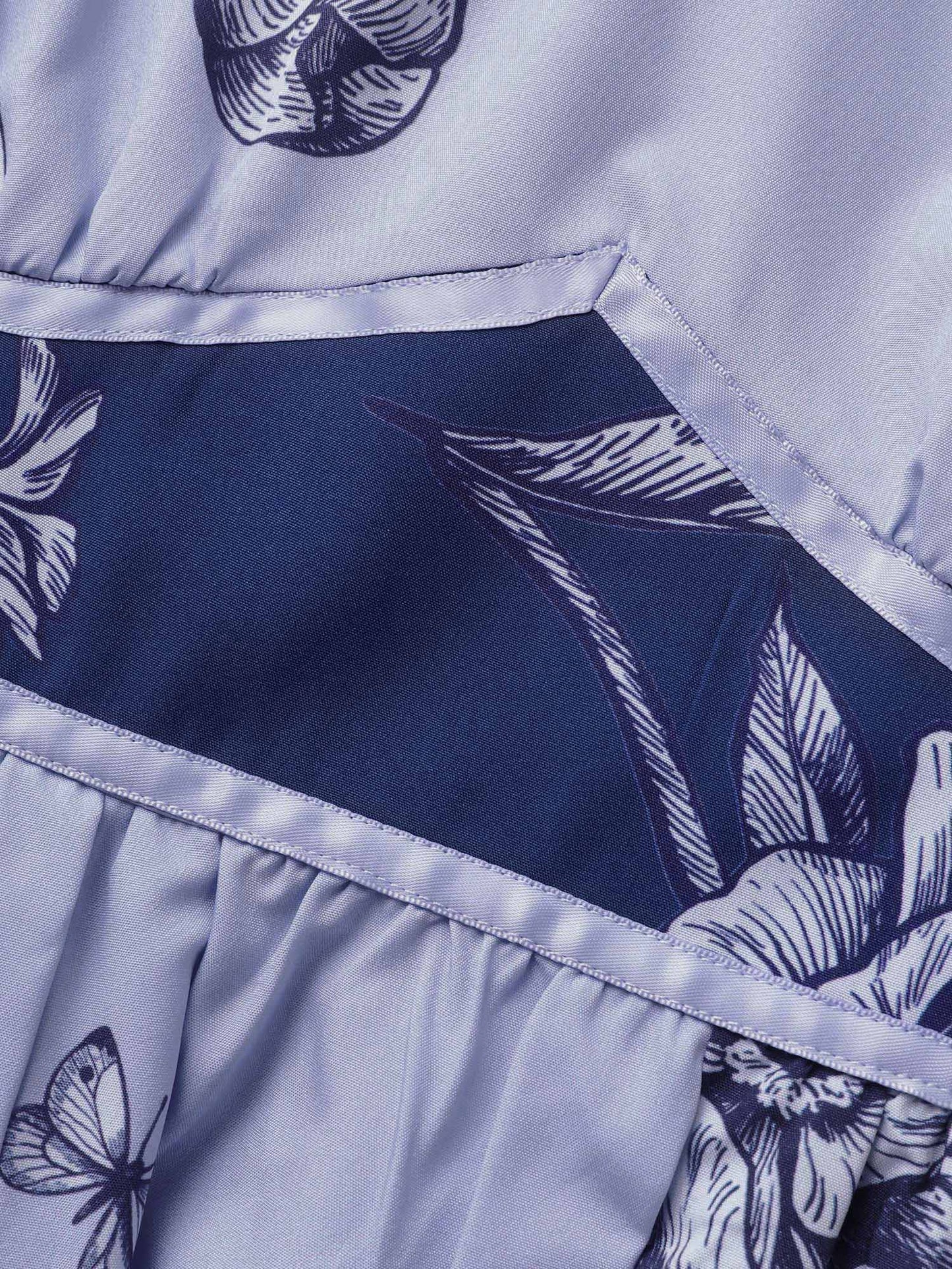 Boho Print Heart Neckline Ruffle Sleeve Maxi Dress