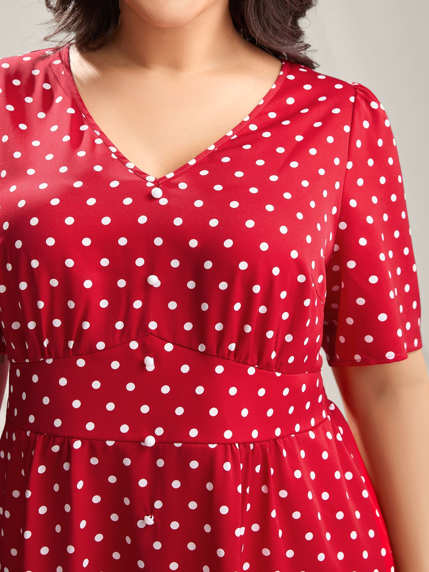 Polka Dots Shirred Waist Blouse