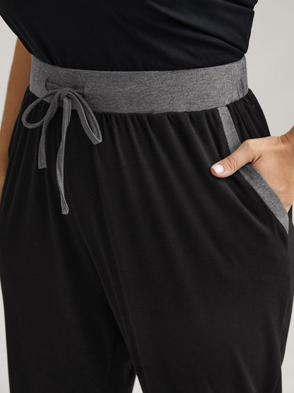 Contrast Drawstring Loungewear Bottoms