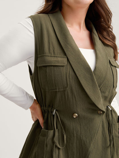 Cotton Waist Defining Drawstring Pocket Vest