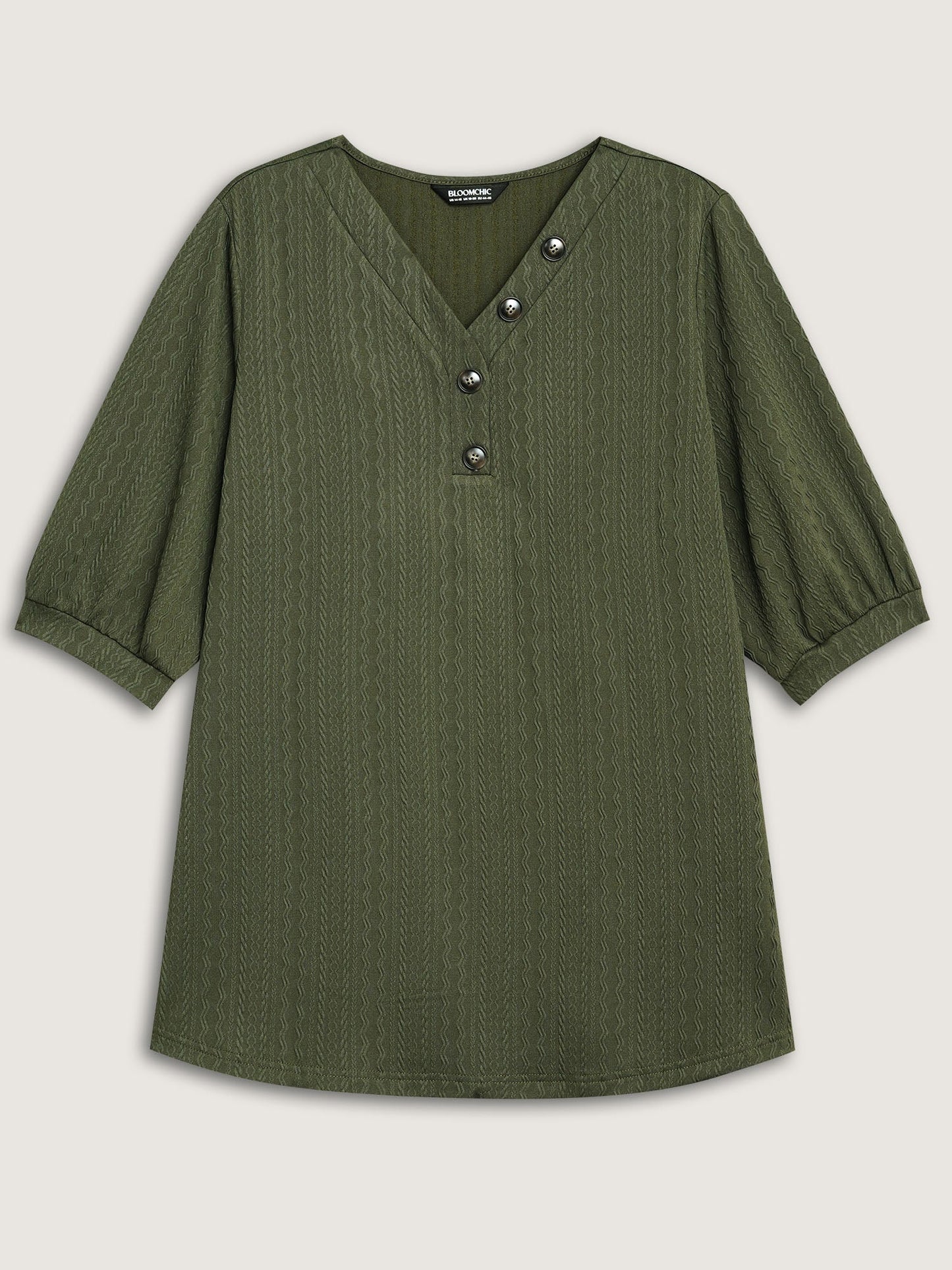 Plain Knit Texture Gathered Top