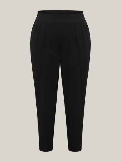 Pleated Stretchy Waist Skinny-Fit Pants