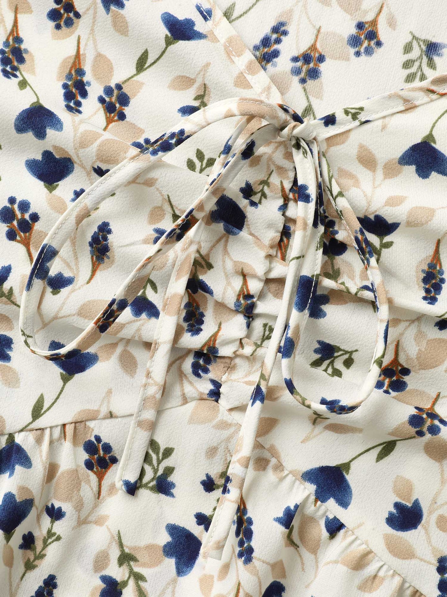 Bust-Comfort Floral Print Tie Blouse