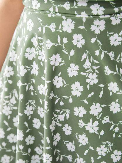 Ditsy Floral Ruched Empire Waist Swim Dress