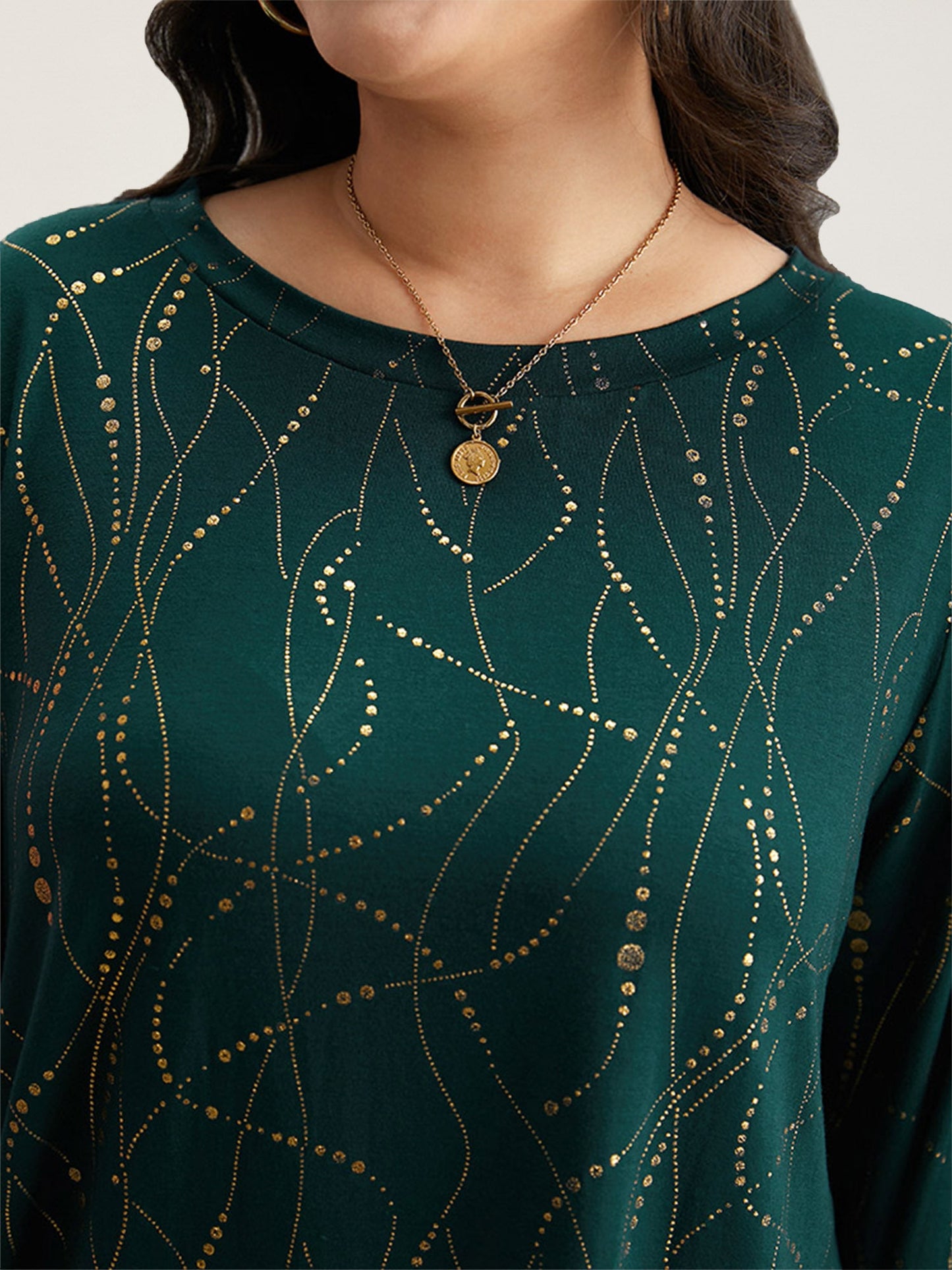 Polka Dot Contrast Round Neck T-shirt