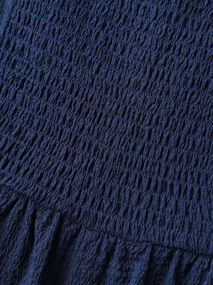 Shirred Pockets Wide-Leg Plain Jumpsuit