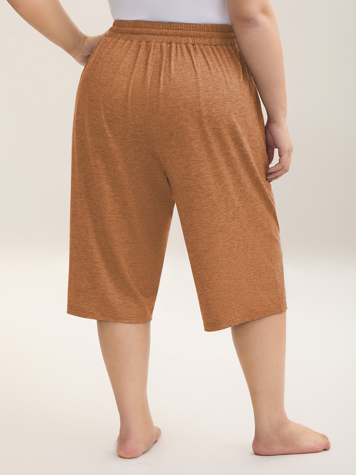 Mixed Color Knit Drawstring Loungewear Bottoms