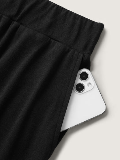 Stretchy Straight-Leg Gathered Hem Pants