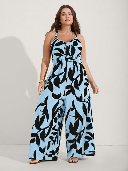 Silhouette Floral Print Sweetheart Jumpsuit