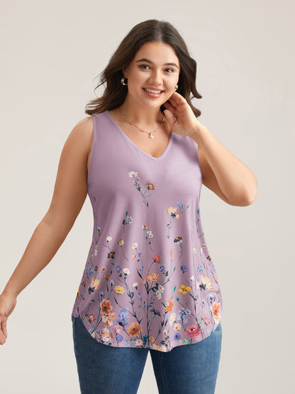 Blooming Flowers Print Stretchy Vest