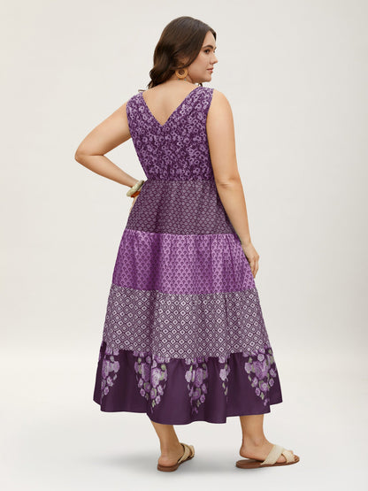 Bandana Patchwork Floral Sleeveless Dress