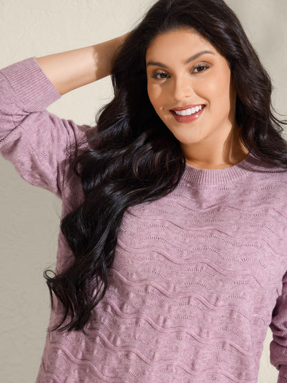 Supersoft Textured Round Neck Cut-Out Pullover