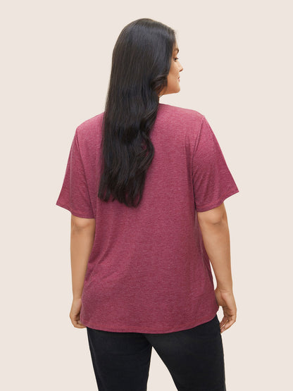 Solid Crisscross Neck Contrast Stitch T-shirt