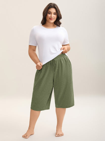 Mixed Color Knit Drawstring Loungewear Bottoms