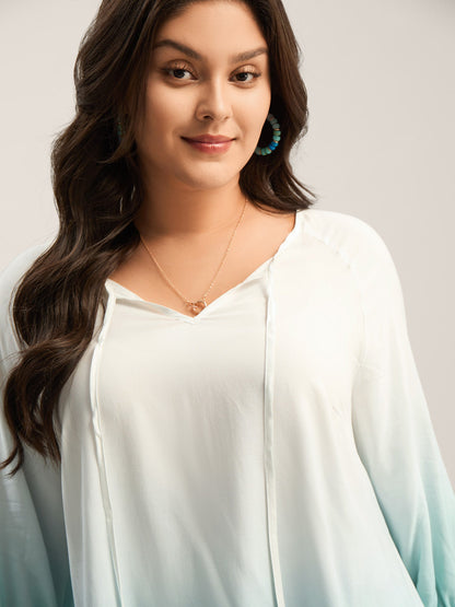 Tie-Dye Rayon Neck Tie Blouse