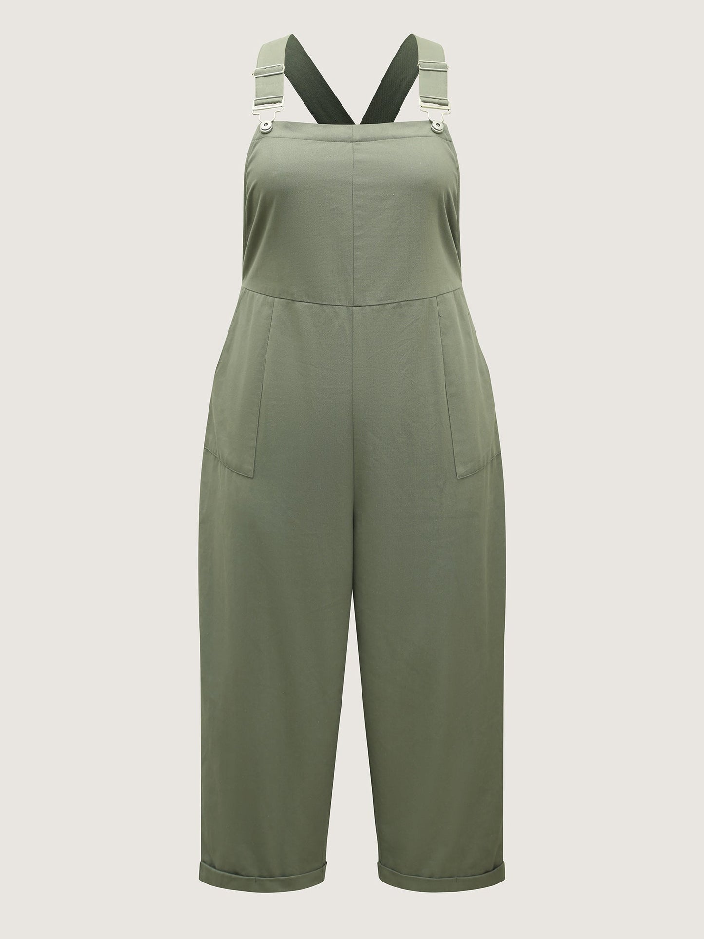 Pure Cotton Cuffed Hem Stretchy Waist Jumpsuit