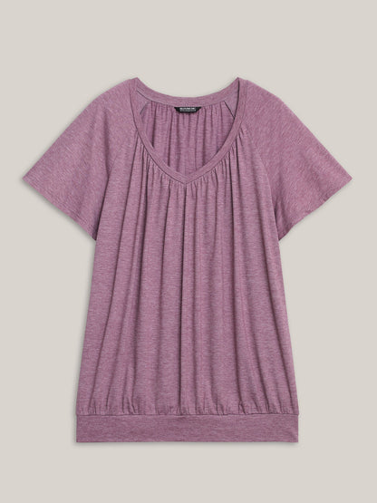 Heather Lotus Leaf Sleeve Jersey Top