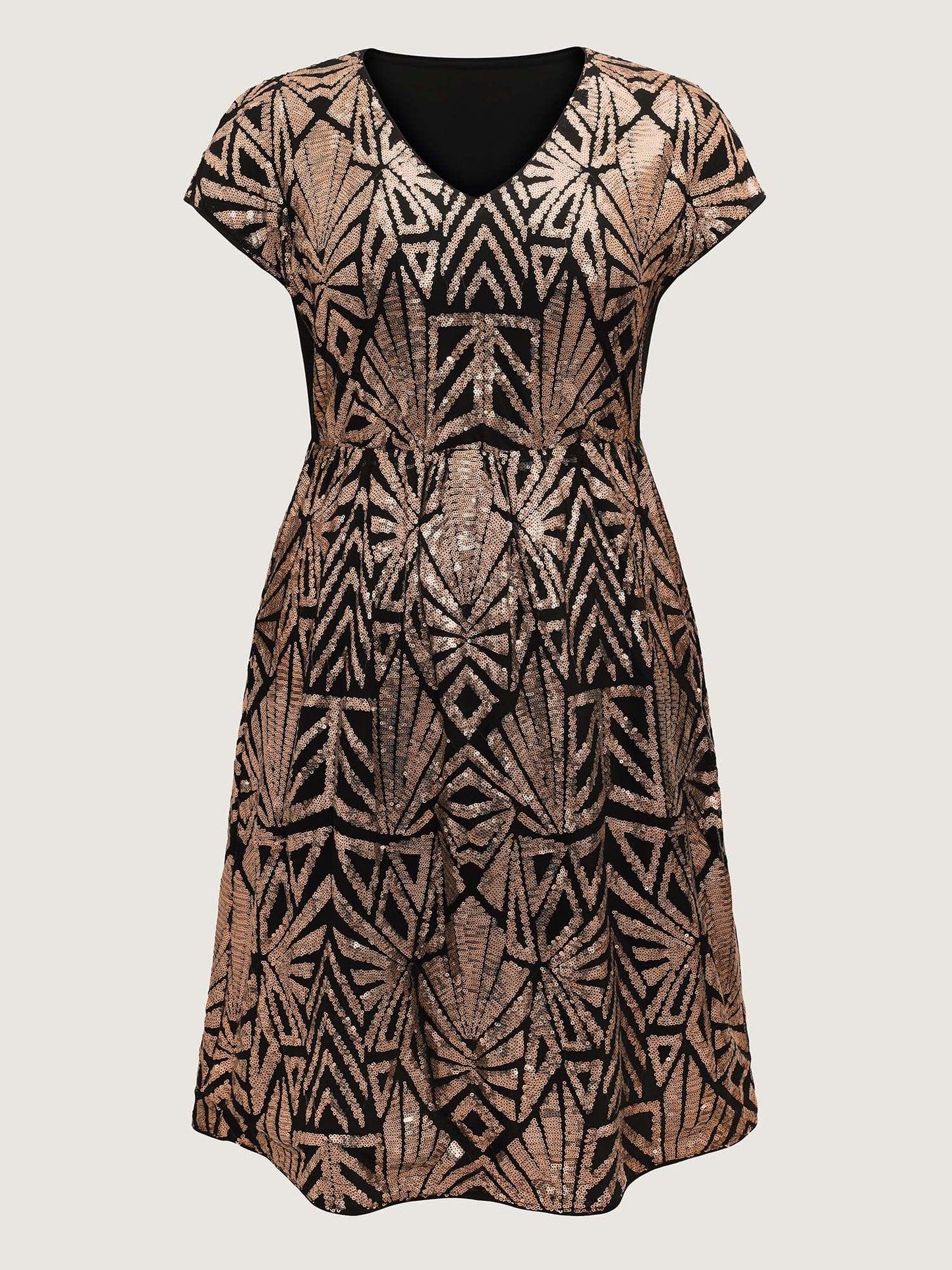 Geometric Sequin Dolman Sleeve Midi Dress