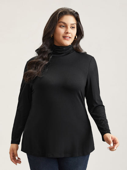 Supersoft Essentials Solid Funnel Neck Knit T-shirt